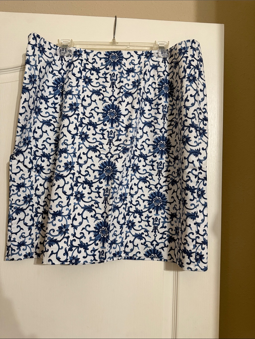 Ralph Lauren White Mini Skirt with Navy Floral Motif